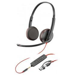 Слушалки HP Poly Blackwire 3225, Stereo, USB-C, 3.5мм Plug, USB-C/A Adapter