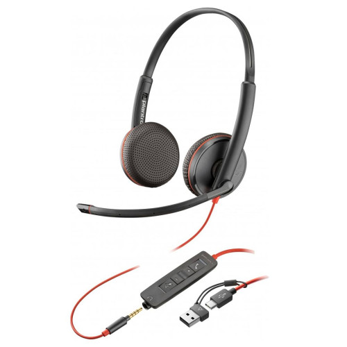 Слушалки HP Poly Blackwire 3225, Stereo, USB-C, 3.5мм Plug, USB-C/A Adapter