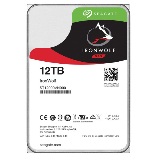 Вътрешен твърд диск SEAGATE IronWolf NAS HDD, 12TB, 7200rpm, 256MB кеш, 3.5 инча - (8 броя)