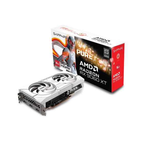 Видеокарта Sapphire PURE Radeon RX 9060 XT, 16GB GDDR6, RDNA 4, 3290MHz Boost, 240mm, HDMI/DP, PCIe 5.0