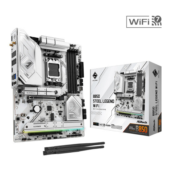 Дънна платка ASRock B850 Steel Legend Wi-Fi, ATX, AM5, 4x DDR5, 1x PCIe 5.0 x16