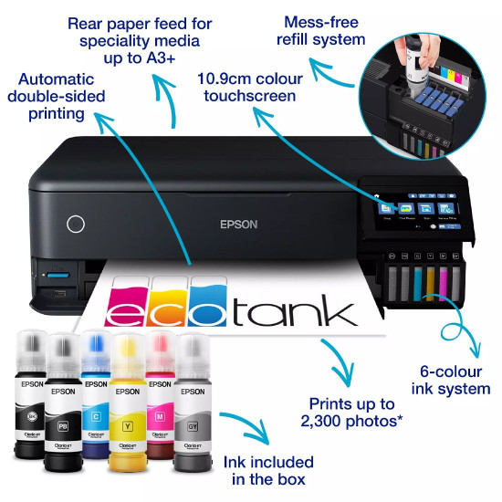 Мастиленоструен принтер EPSON EcoTank L8180 A3, C11CJ21402