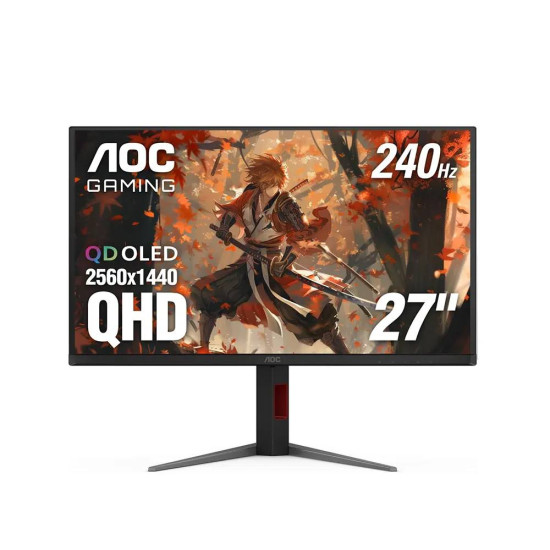 Монитор AOC Q27G4ZD, 27 инча, QD-OLED, QHD, 240 Hz, 450 cd/m², 0.03 ms, 2 x HDMI 2.0, DisplayPort, Pivot