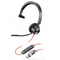 Слушалки HP Poly Blackwire 3310, Monaural, Microsoft Teams Certified, USB-C, USB-C/A Adapter
