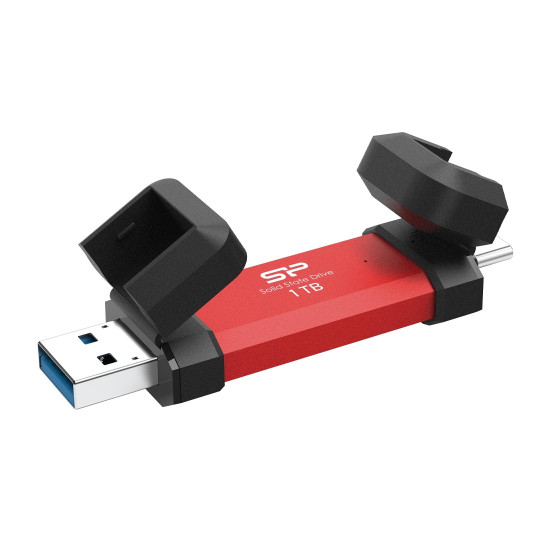 Външен SSD диск SILICON POWER DS72 1TB, USB 3.2 Gen 2, до 1050MB/s, Red