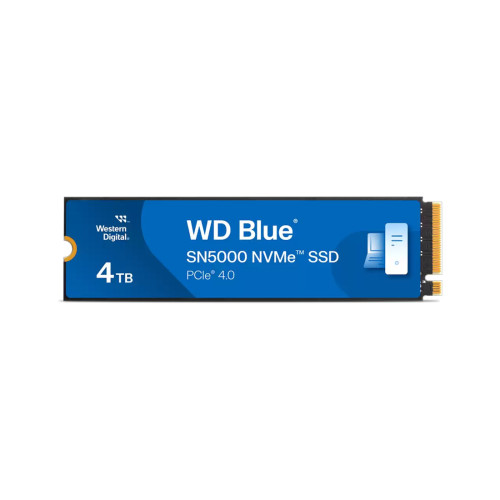 Вътрешен SSD диск WD Blue SN5000 NVMe WDS400T4B0E-00BKY0, 4TB, M.2 2280, PCIe Gen4 x4, 5500MB/s, 1200TBW, DRAM-less