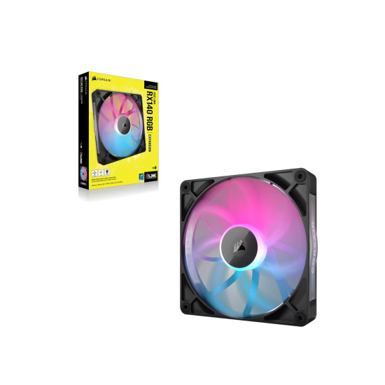 Вентилатор Corsair RX140, 140mm x 25mm, PWM, RGB, 300–1700 RPM