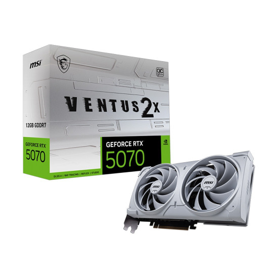 Видеокарта MSI GeForce RTX 5070 Ventus 2X OC White, 12GB, GDDR7, 192-bit, PCI Express 5.0, HDMI 2.1b, DisplayPort 2.1b