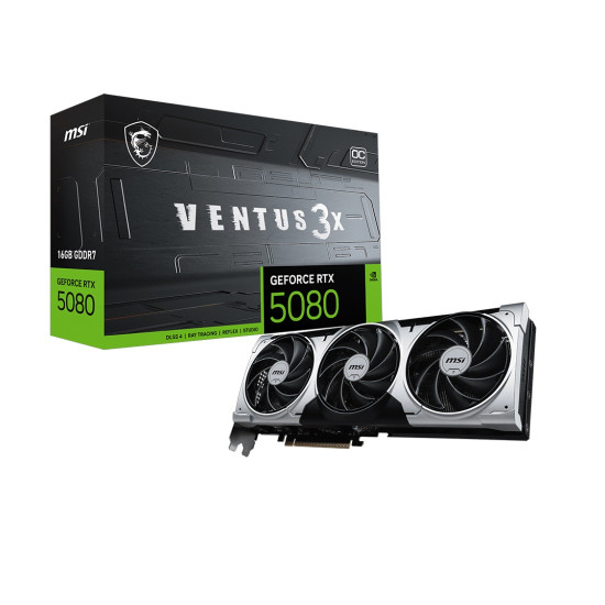 Видеокарта MSI GeForce RTX 5080 16G VENTUS 3X OC PLUS, 16GB GDDR7, 256bit, PCIe 5.0, 3x DP 2.1a, HDMI 2.1b