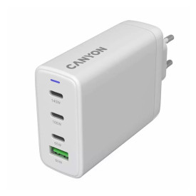 Зарядно CANYON CU140ACC GaN, 150W, 3xPD, 1xQC, EU, White