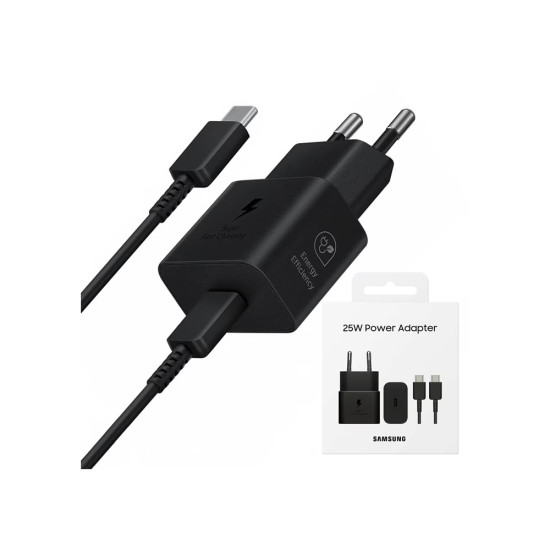 Зарядно SAMSUNG, 25 W, USB-C, GaN, with cable, Black