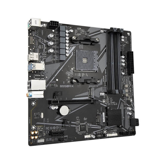 Дънна платка Gigabyte B550M K, AM4, Micro ATX, DDR4, PCIe 4.0, M.2, HDMI, LAN 1Gb/s