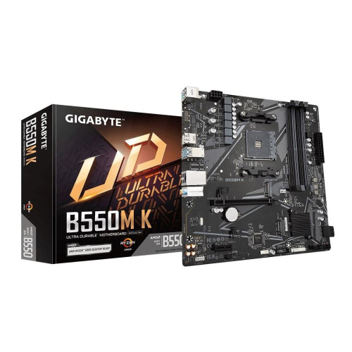 Дънна платка Gigabyte B550M K, AM4, Micro ATX, DDR4, PCIe 4.0, M.2, HDMI, LAN 1Gb/s
