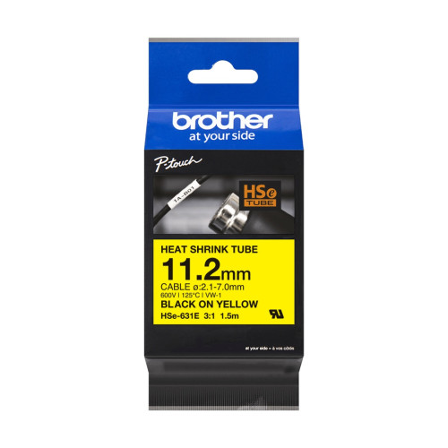 Касета с термосвиваем шлаух BROTHER, Heat Shrink Tube, Black on Yellow, 11.2mm