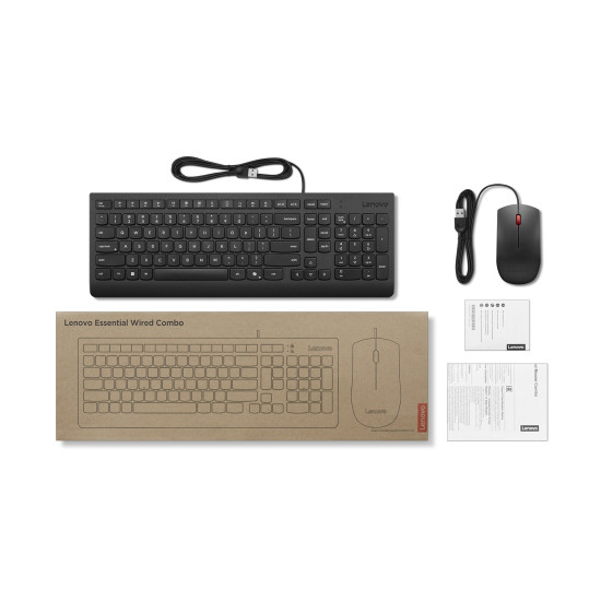 Комплект клавиатура и мишка LENOVO Essential Wired Keyboard and Mouse Combo BG