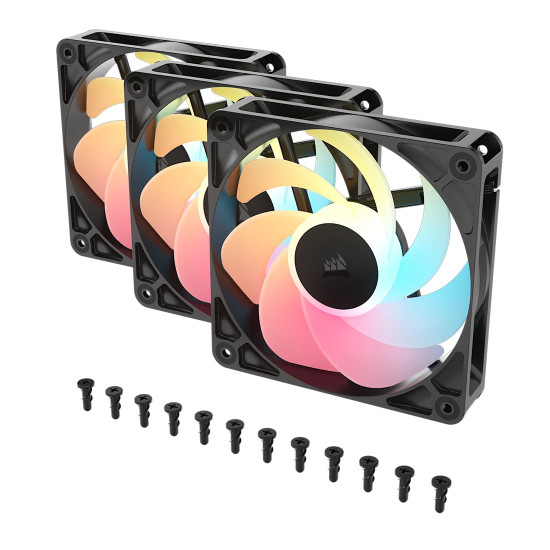 Комплект вентилатори CORSAIR RS120-R -  ARGB, 120mm ARGB Fan, Triple Pack, Black