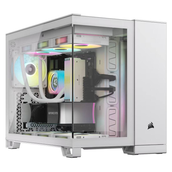 Кутия за компютър Corsair 2500X, Mid-Tower, Dual Chamber, Tempered Glass, Micro-ATX, Mini-ITX, White