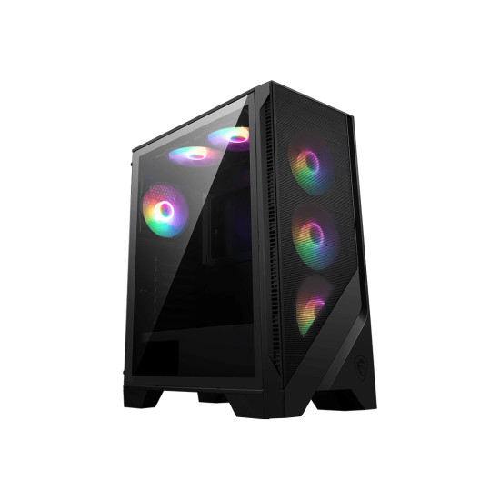 Кутия за компютър MSI MAG FORGE 120A AIRFLOW, Mid-Tower, ATX/M-ATX/ITX, 2x USB 3.2 Gen 1 Type-A, 1x Audio/1x Mic, LED On/Off Button, ARGB Hub, 6x 120mm ARGB Fans