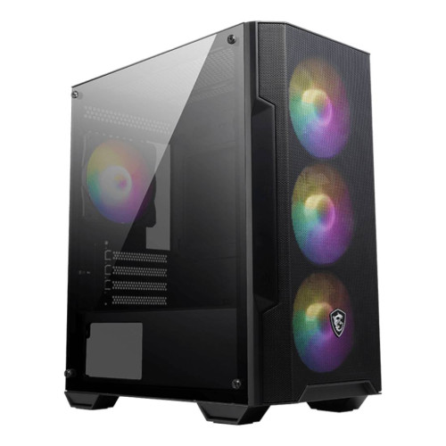 Кутия за компютър MSI MAG FORGE M100A, M-ATX Tower, 1 x USB 3.2 Gen 1 Type-A, 2 x USB 2.0 Type-A, 1 x Audio, 1 x Mic, Power Button, 4 x 120 мм ARGB Fans