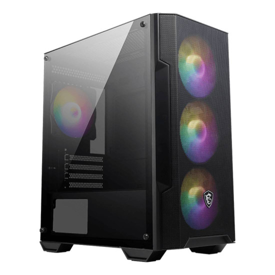 Кутия за компютър MSI MAG FORGE M100A, M-ATX Tower, 1 x USB 3.2 Gen 1 Type-A, 2 x USB 2.0 Type-A, 1 x Audio, 1 x Mic, Power Button, 4 x 120 мм ARGB Fans