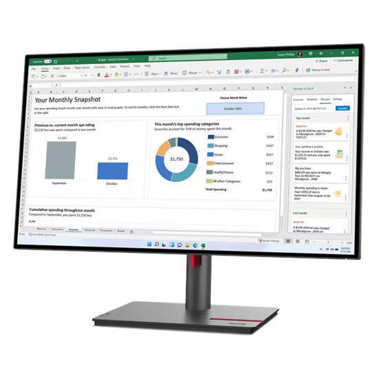 Монитор LENOVO ThinkVision P27q-30, 27 инча, 2560x1440, IPS, 16:9, HDMI, DP, USB Hub