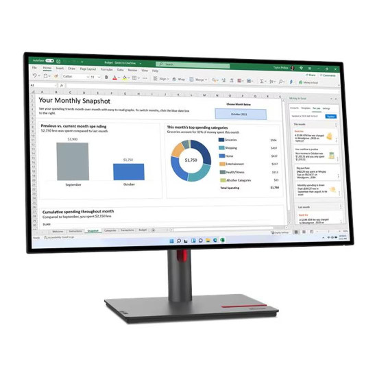 Монитор LENOVO ThinkVision P27q-30, 27 инча, 2560x1440, IPS, 16:9, HDMI, DP, USB Hub
