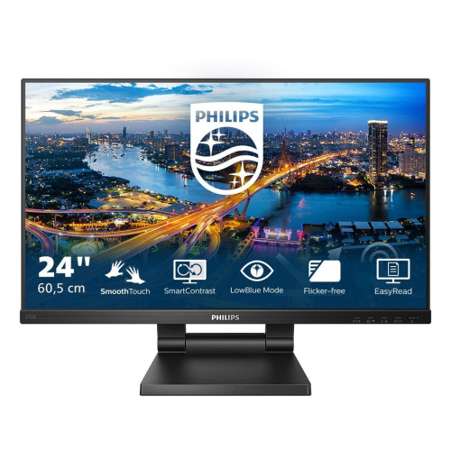 Монитор Philips 242B1TC/01, 23.8 инча IPS, FHD, тъчскрийн, 75Hz, 4ms, HDMI, DP, 3xUSB3.2