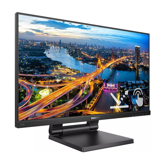 Монитор Philips 242B1TC/01, 23.8 инча IPS, FHD, тъчскрийн, 75Hz, 4ms, HDMI, DP, 3xUSB3.2
