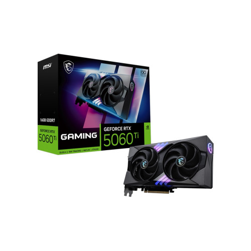 Видеокарта MSI GeForce RTX 5060 Ti 16G GAMING OC, 16GB GDDR7, 128-bit, PCIe 5.0 (x8), 3x DP 2.1b, HDMI 2.1b