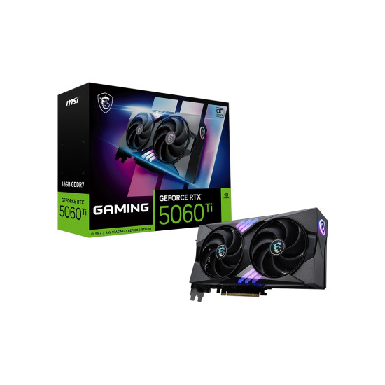 Видеокарта MSI GeForce RTX 5060 Ti 16G GAMING OC, 16GB GDDR7, 128-bit, PCIe 5.0 (x8), 3x DP 2.1b, HDMI 2.1b