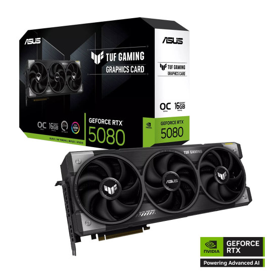 Видеокарта ASUS TUF Gaming GeForce RTX 5080 16GB GDDR7 OC Edition, 256-bit, PCIe 5.0 Видеокарта ASUS TUF Gaming GeForce RTX 5080 16GB GDDR7 OC Edition, 256-bit, PCIe 5.0