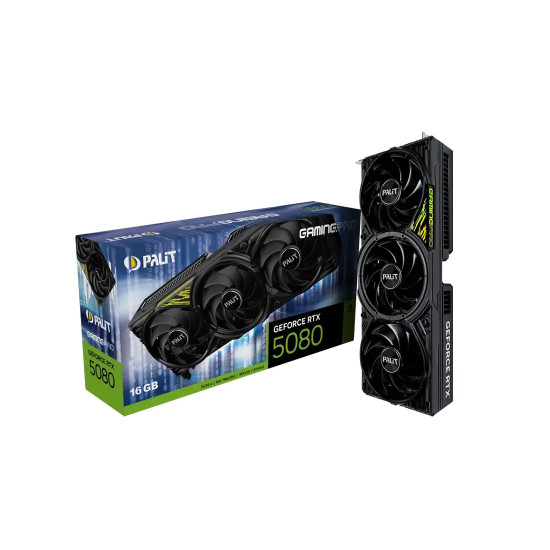 Видеокарта Palit GeForce RTX 5080 GamingPro, 16GB GDDR7, PCIe Gen 5, ARGB, Dual BIOS, TurboFan 4.0, Vapor Chamber, Ray Tracing, DLSS 4