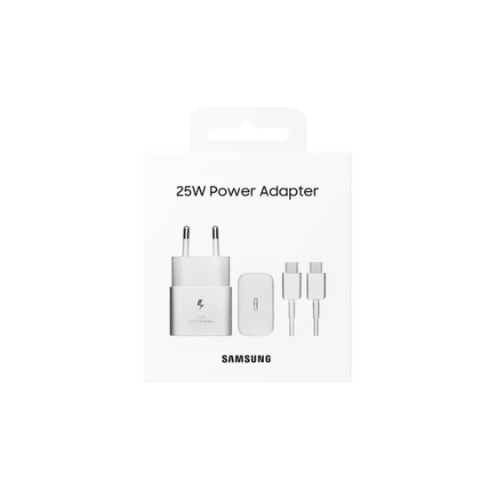 Зарядно SAMSUNG, 25 W, USB-C, GaN, with cable, White
