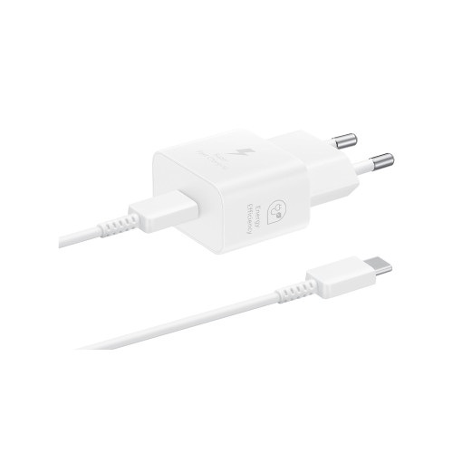 Зарядно SAMSUNG, 25 W, USB-C, GaN, with cable, White
