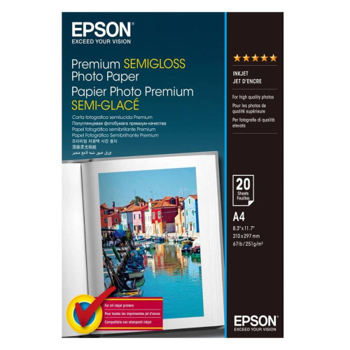 Фотохартия Epson Premium, C13S041332, 251g/m2, A4, 20 листа, 1 пакет