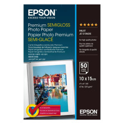 Фотохартия EPSON Premium C13S041765, полу-гланц, 251 гр, 100x150 мм, 50 листа