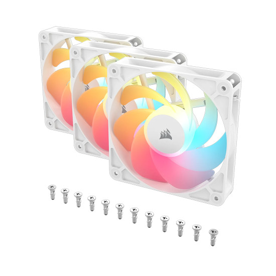 Комплект вентилатори CORSAIR RS120-R -120mm, ARGB Fan, Triple Pack, White