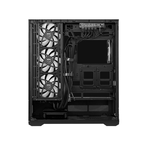 Кутия за компютър MSI MAG PANO 110R PZ, ATX, mATX, mini-ITX, 270-degree glass, 4 ARGB fans, ARGB hub, USB Type-C, Black