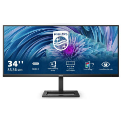 Монитор Philips 346E2LAE/00, 34 инча, E-Line, UltraWide-LCD, TFT, HDMI, DP, USB-C Dock, 65W