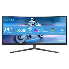Монитор PHILIPS 34M2C6500, 34 инча, OLED, 3440x1440, 175Hz, 0.03ms, 2xHDMI, 1xDP, 3xUSB