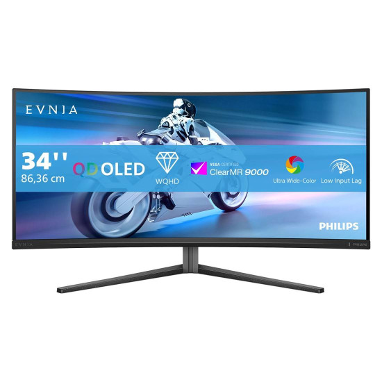 Монитор PHILIPS 34M2C6500, 34 инча, OLED, 3440x1440, 175Hz, 0.03ms, 2xHDMI, 1xDP, 3xUSB