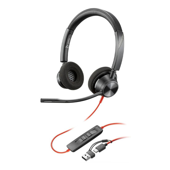 Слушалки HP Poly Blackwire 3320, Stereo, USB-C, USB-C/A Adapter