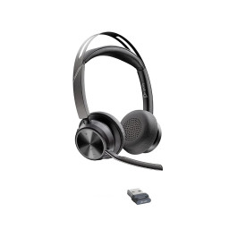 Слушалки HP Poly Voyager Focus 2, USB-C-C, USB-C към USB-A адаптер, Bluetooth, ANC, Black