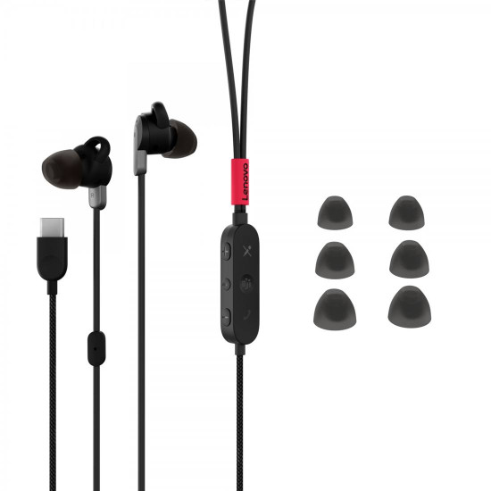 Слушалки LENOVO Go, In-ear, USB-C, сертифицирани за Skype и Microsoft Teams