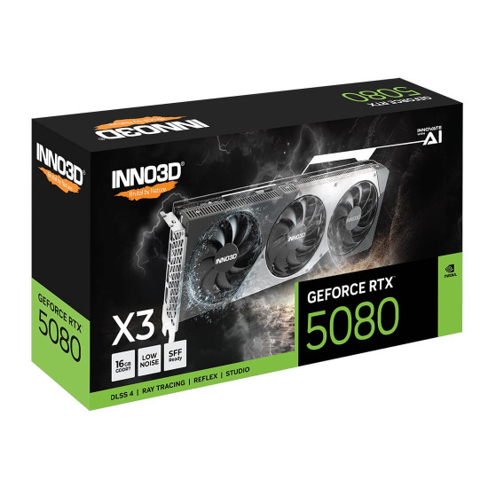 Видеокарта INNO3D NVIDIA GEFORCE RTX 5080 X3, 16GB GDDR7, 256bit, 2617 MHz / 30Gbps, 3x DP, 1x HDMI