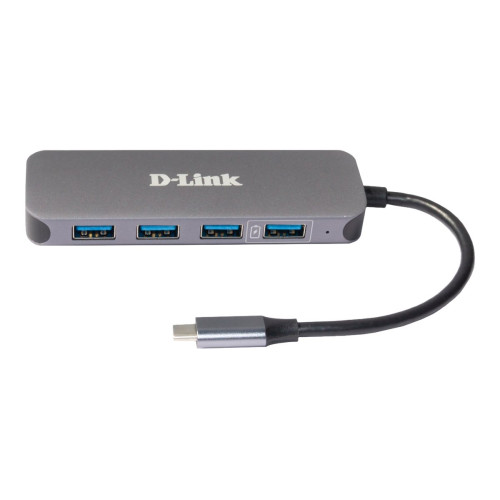 USB хъб D-LINK USB-C to 4 Port USB 3.0 Hub with USB-C Power Delivery 60W