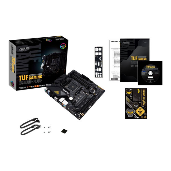Дънна платка ASUS TUF GAMING B550M-PLUS mATX MB PCIe 4.0 dual M.2 10 DrMOS power stages 2.5Gb Ethernet HDMI DisplayPort SATA 6Gbps