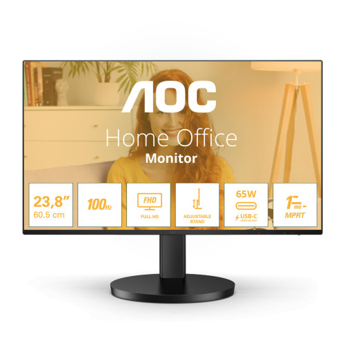 Монитор AOC 24B3CF2 23.8 inch 1920x1080 100Hz IPS Flat H/A 100mm 65W AdaptiveSync USB HUB SPEAKERS Low Blue Light USB C HDMI 250cd/m2