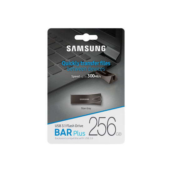 Флаш памет SAMSUNG BAR Plus Type-A 256GB USB 3.1 Titan Gray