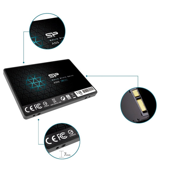 Вътрешен SSD диск SILICON POWER SSD Ace A55 128GB 2.5 inch SATA III 6GB/s 550/420 MB/s